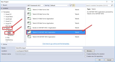 Visual Studio New Project Dialog