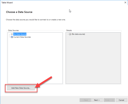 Choose Data Source Dialog
