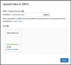 Upload file in DBFS